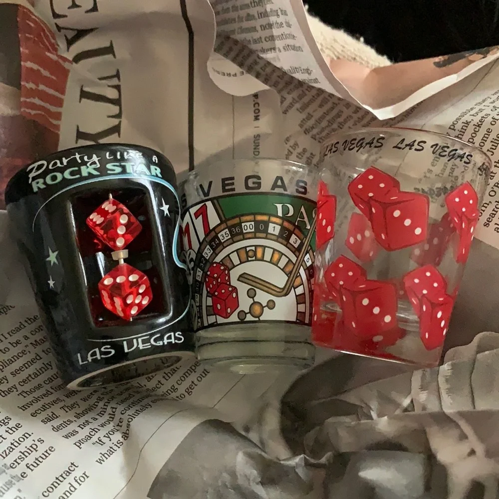 Three Las Vegas Shot Glasses Pre Owned